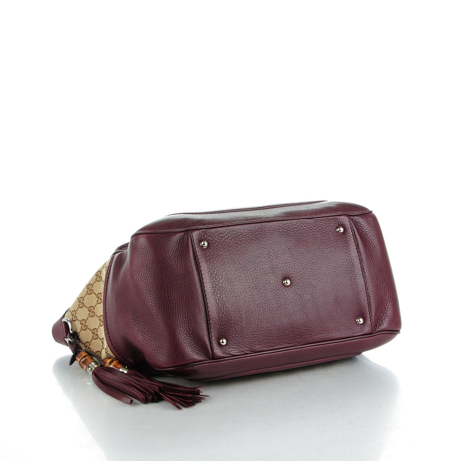 Gucci Monogram New Bamboo Medium Tassel Tote Bordeaux 4 of 9