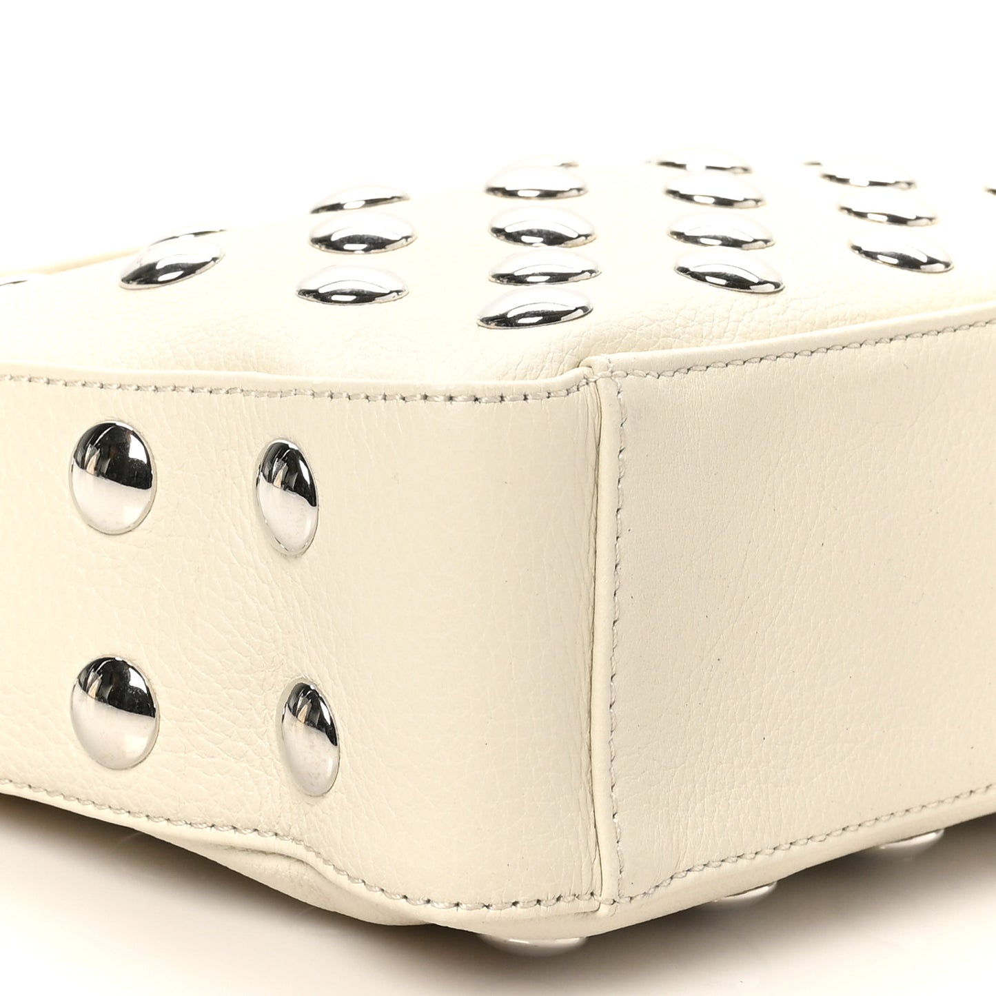 Pebbled Sport Calfskin Studded Small Elena White