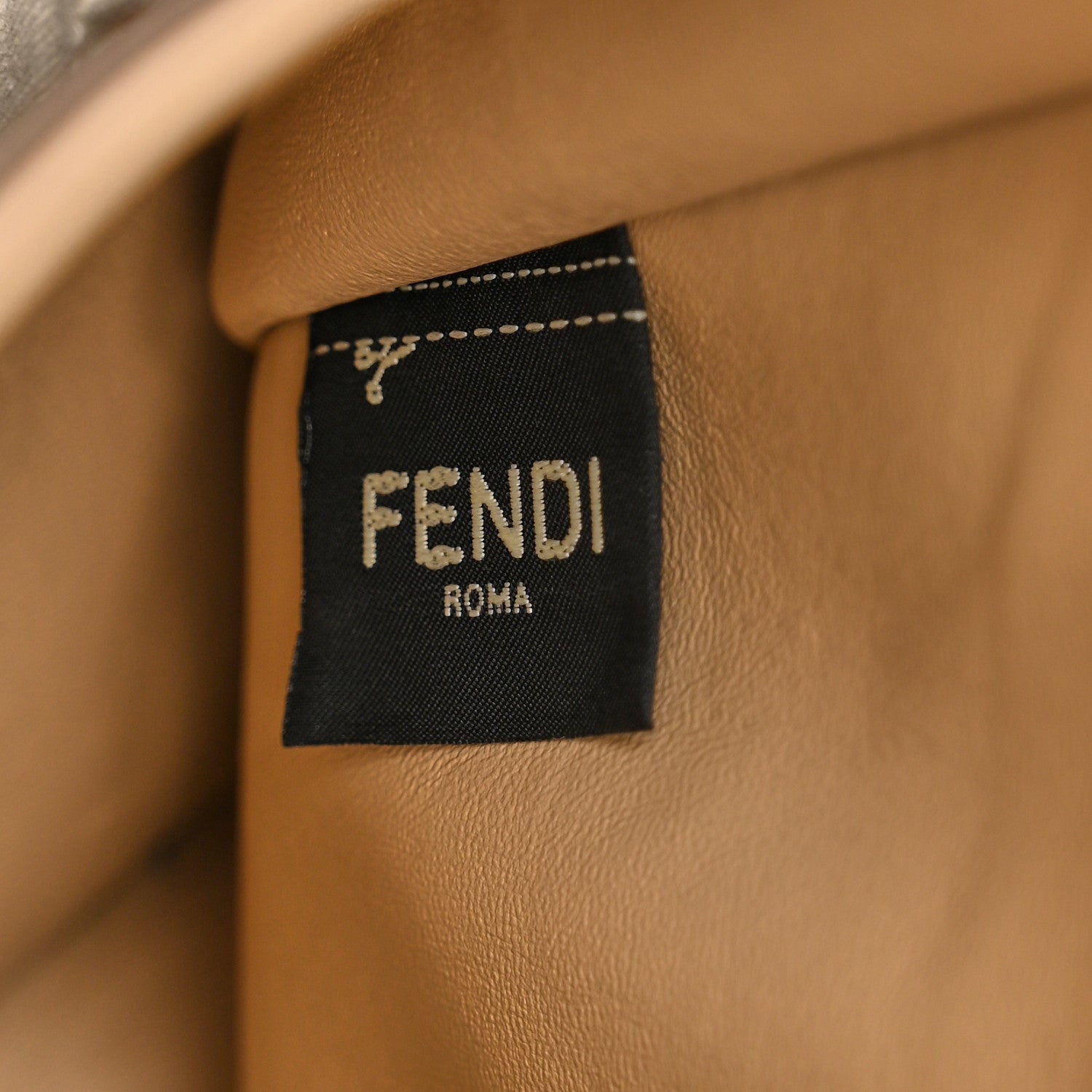 Fendi Vitello Seta Glazed Fabric FF 1974 Medium Peekaboo X-Lite Maya Mogano Panna 6 of 13