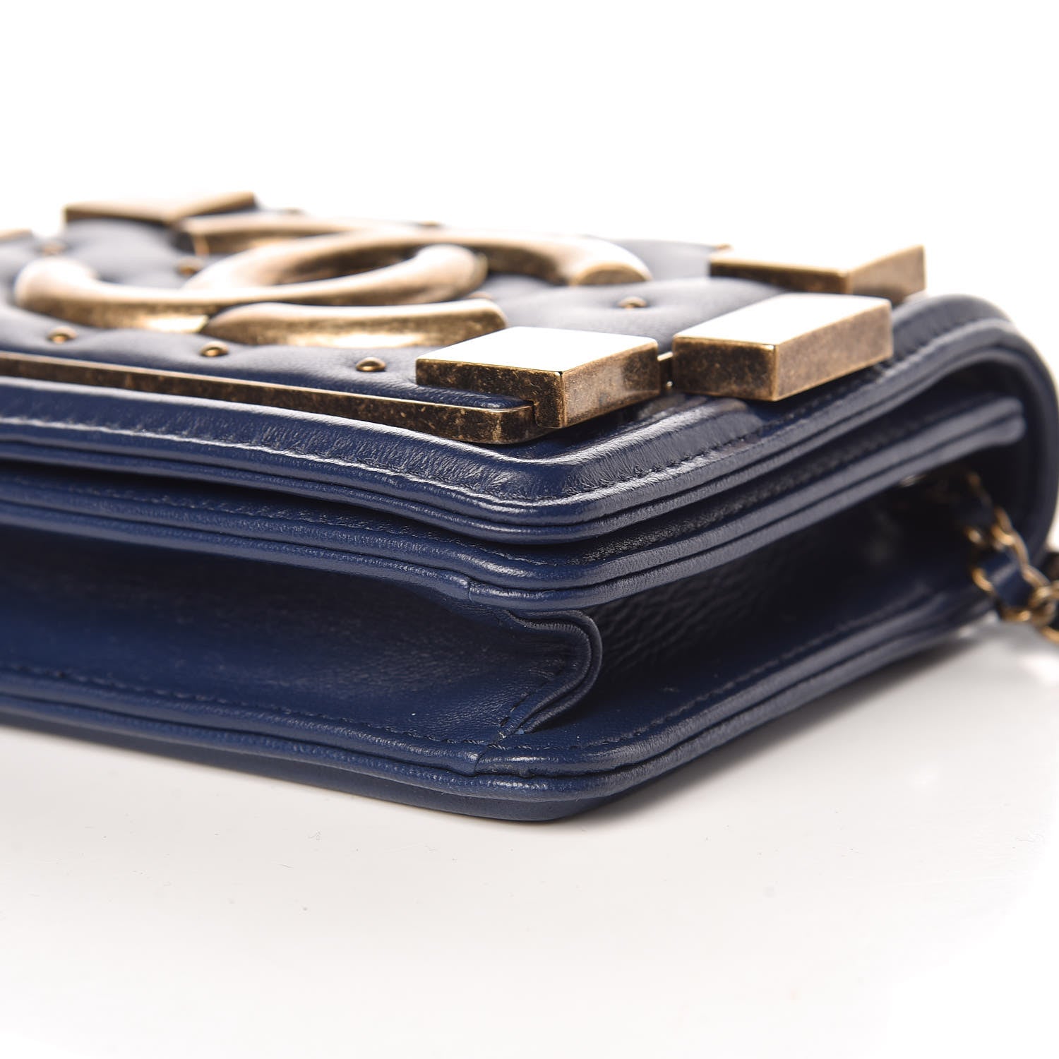Chanel Lambskin Quilted Studded Boy Brick Flap Blue 9 of 9