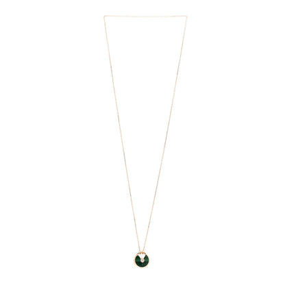 Cartier 18K Pink Gold Diamond Malachite SM Amulette de Cartier Pendant Necklace 3 of 5