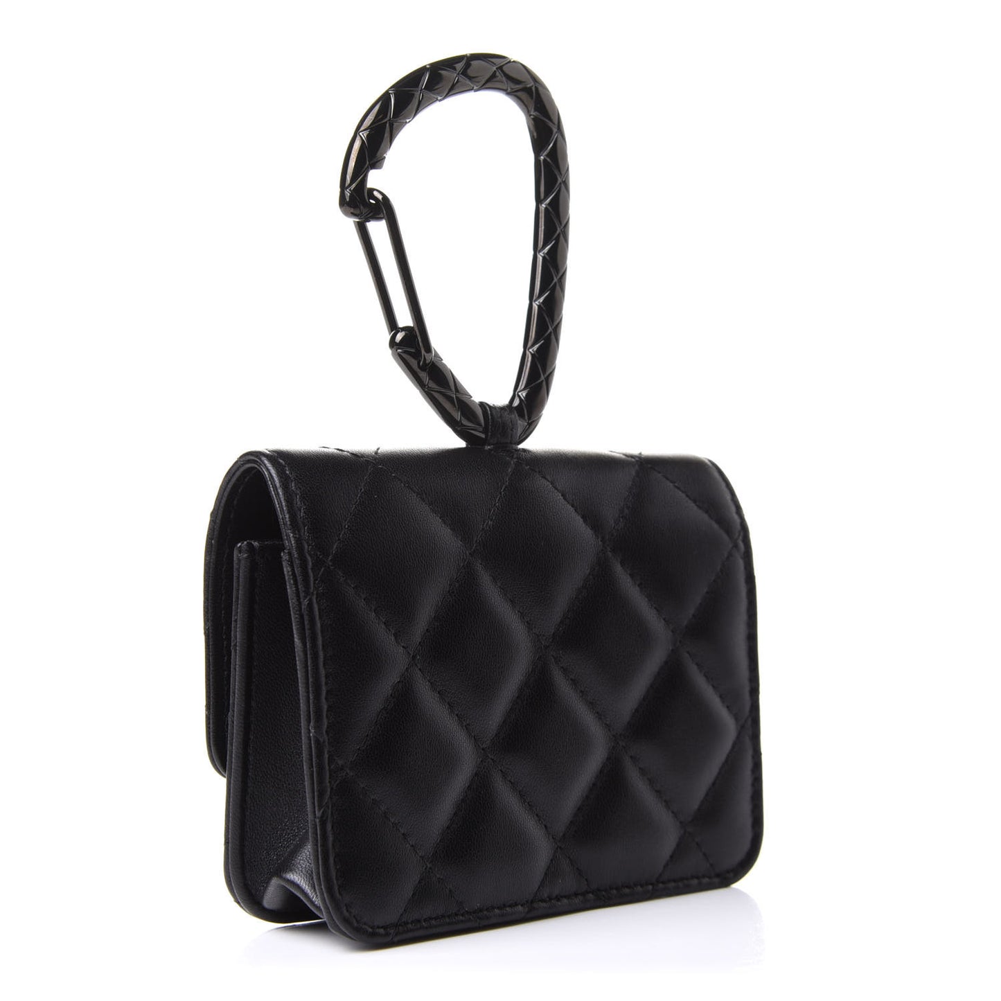 Lambskin Quilted CC Hook Card Holder So Black