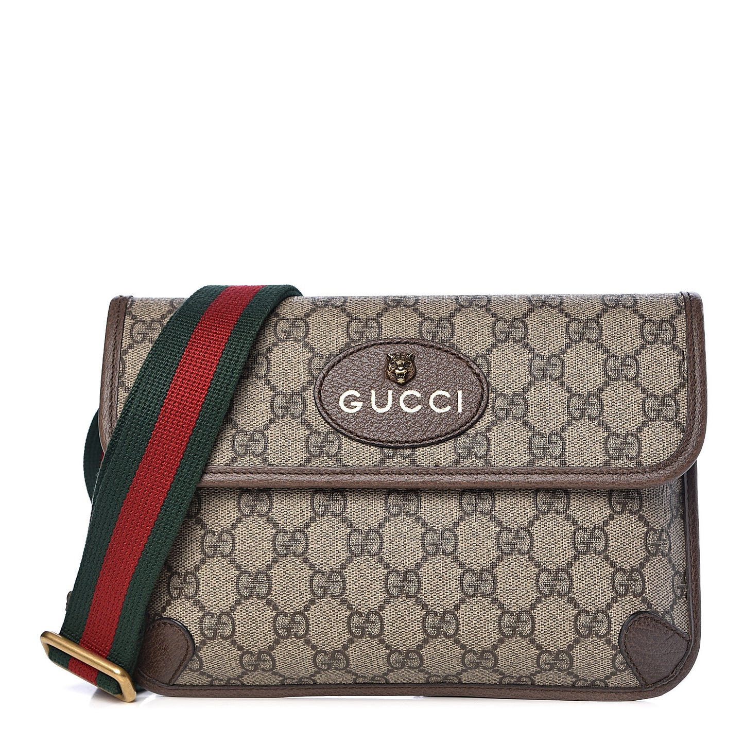 GG Supreme Monogram Neo Vintage Web Belt Bag Brown