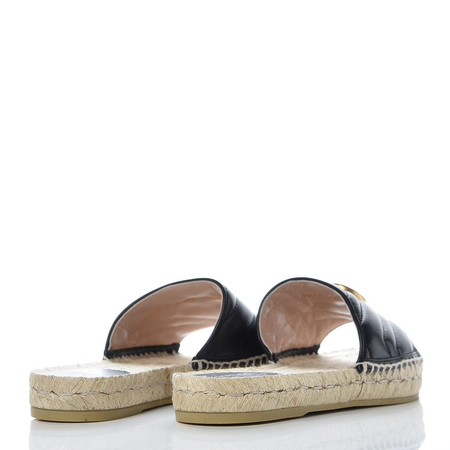 Nappa Matelasse GG Marmont Espadrille Slide Sandals 37.5 Black