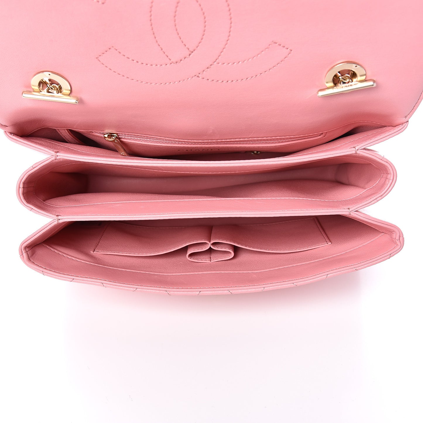 Lambskin Quilted Medium Trendy CC Flap Dual Handle Bag Pink