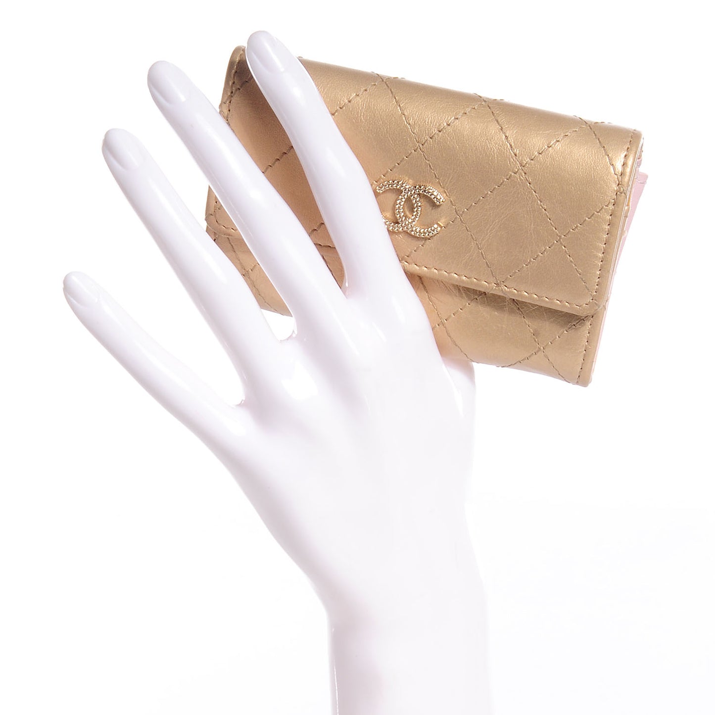 Calfskin Card Holder Wallet Gold