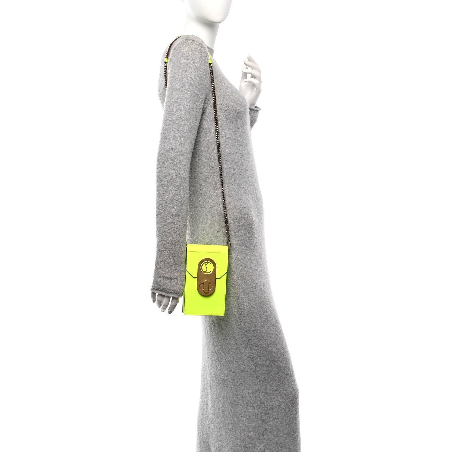 Christian Louboutin Calfskin Elisa Phone Crossbody Neon Green 2 of 10