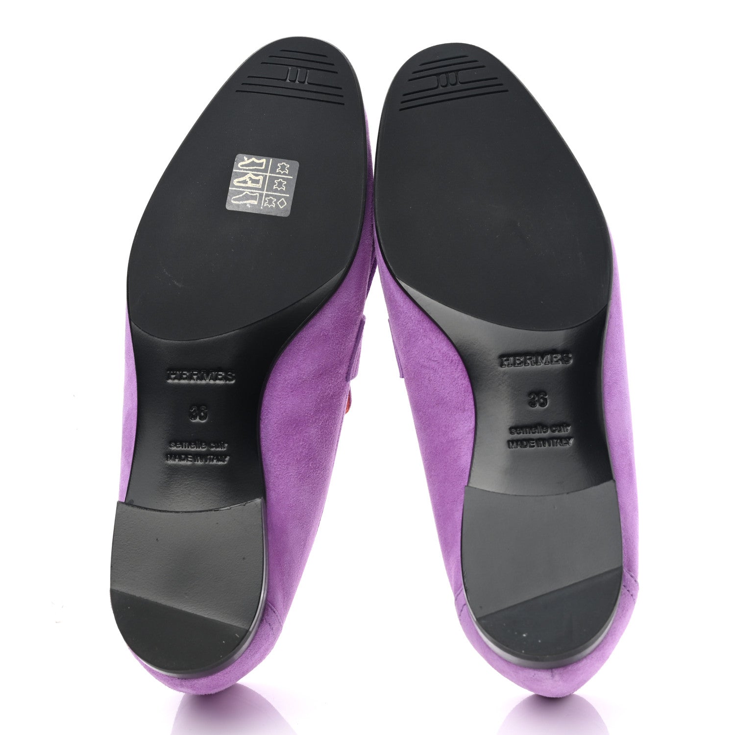 Hermes Suede Goatskin Womens Royal Loafers 36 Violet Parme 5 of 8