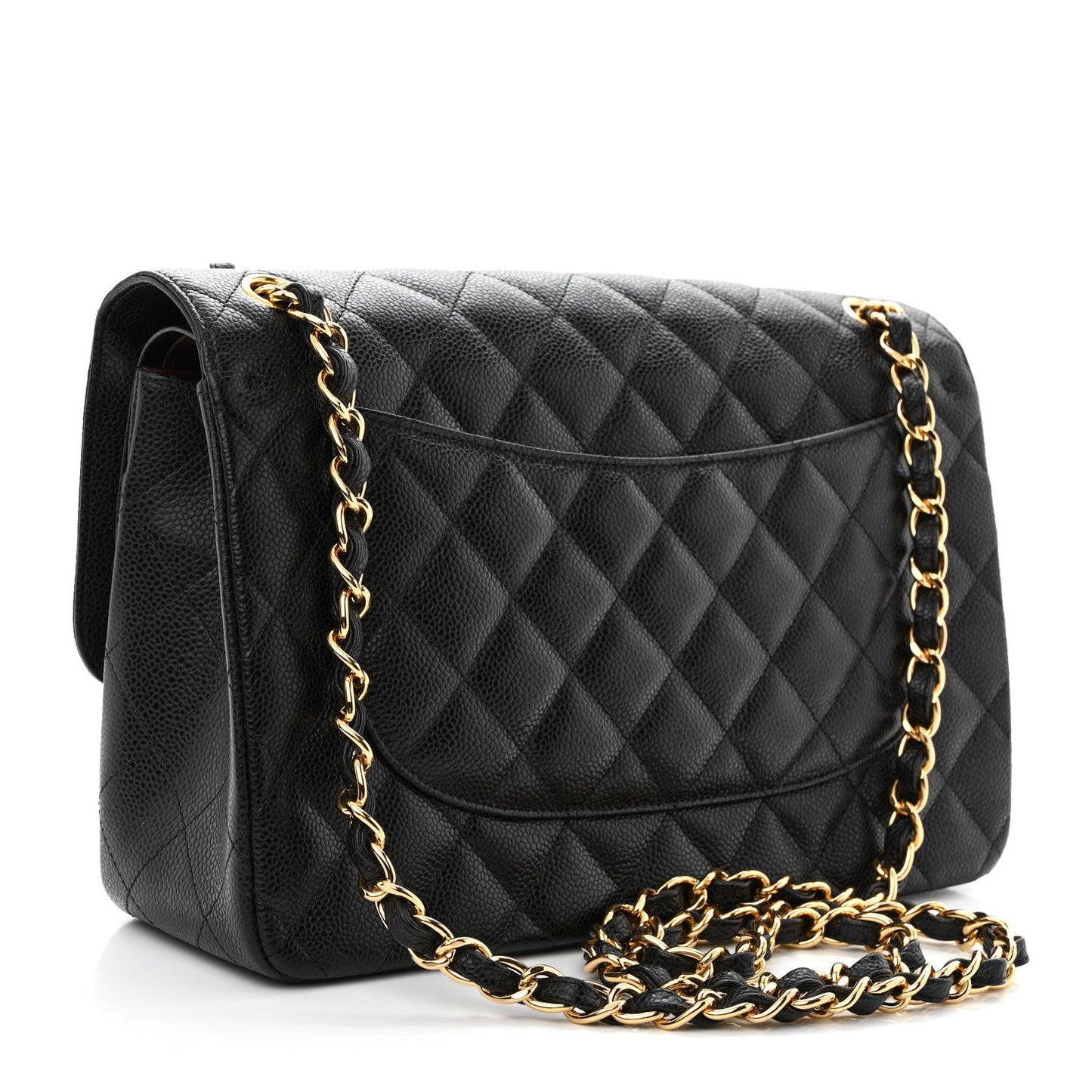 Caviar Quilted Jumbo Double Flap Black