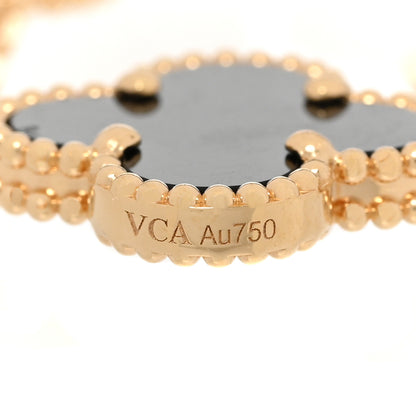 Van Cleef & Arpels 18K Yellow Gold Black Onyx 5 Motifs Vintage Alhambra Bracelet 4 of 6