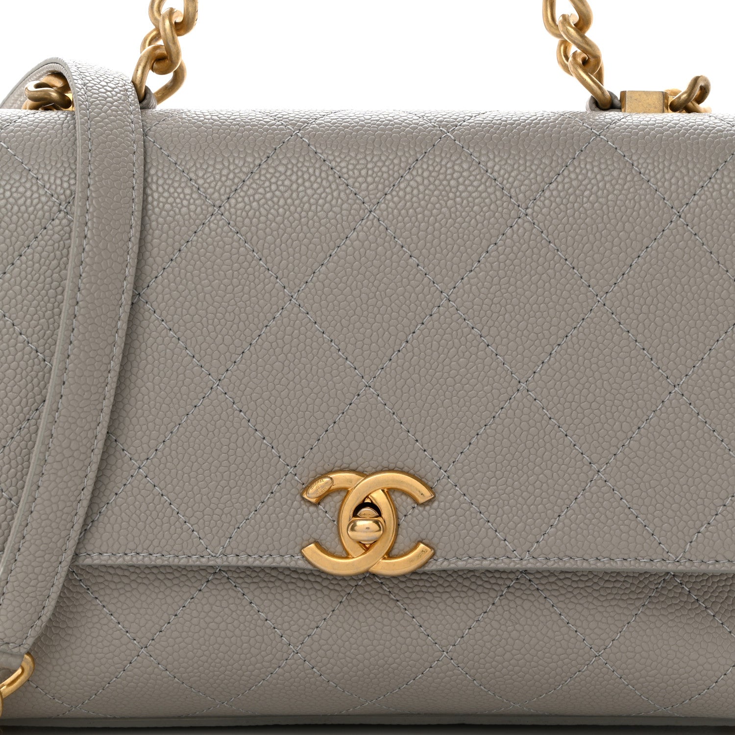 Chanel Grained Calfskin Small Stitched Flap Grey 8 of 10