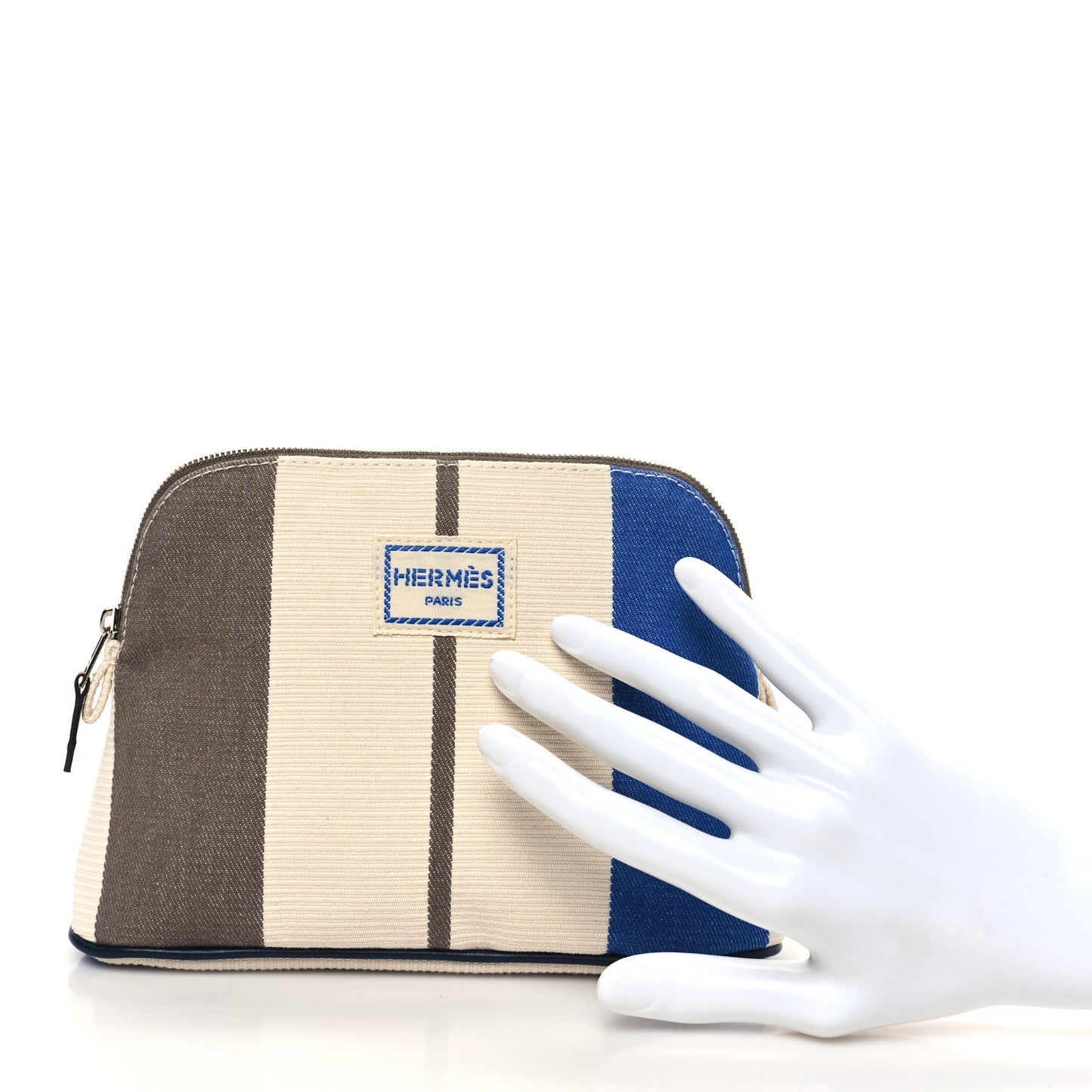 Cotton Stripe Bolide Rayures Rocabar Mini Travel Cosmetic Pouch Azur Etoupe