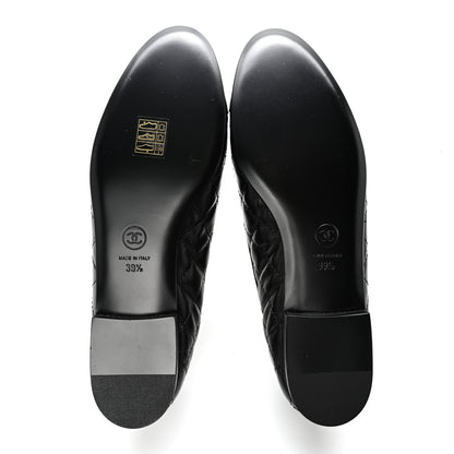 Chanel Aged Calfskin Quilted CC Cap Toe Ballerina Flats 39.5 Black 5 of 14