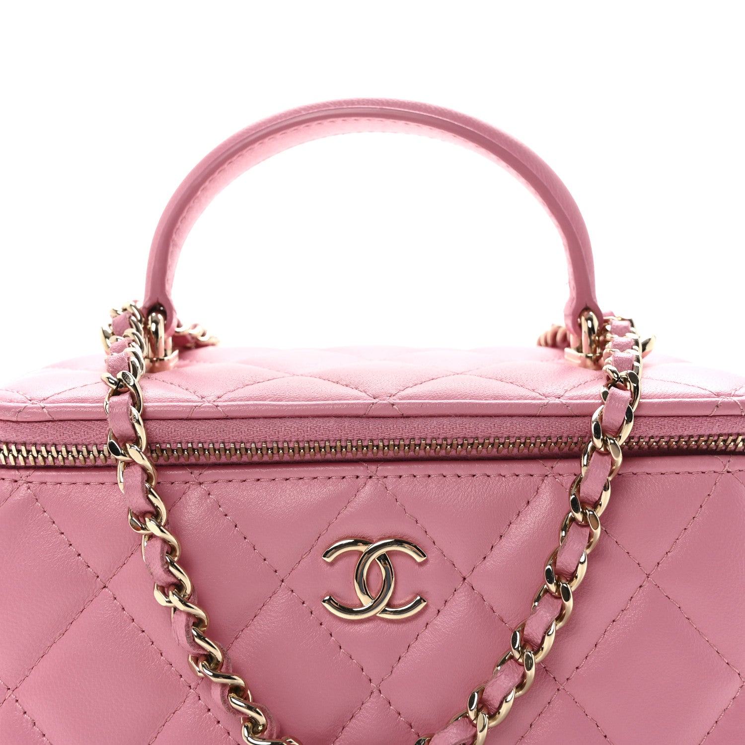 Chanel Lambskin Quilted Small Top Handle Vanity Case With Chain Pink 8 of 10