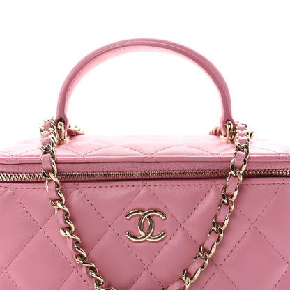 Chanel Lambskin Quilted Small Top Handle Vanity Case With Chain Pink 8 of 10