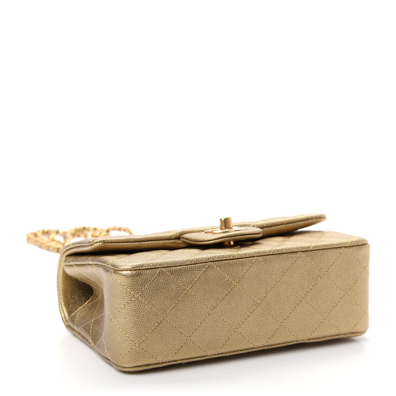 Chanel Metallic Caviar Quilted Mini Top Handle Rectangular Flap Gold 4 of 10