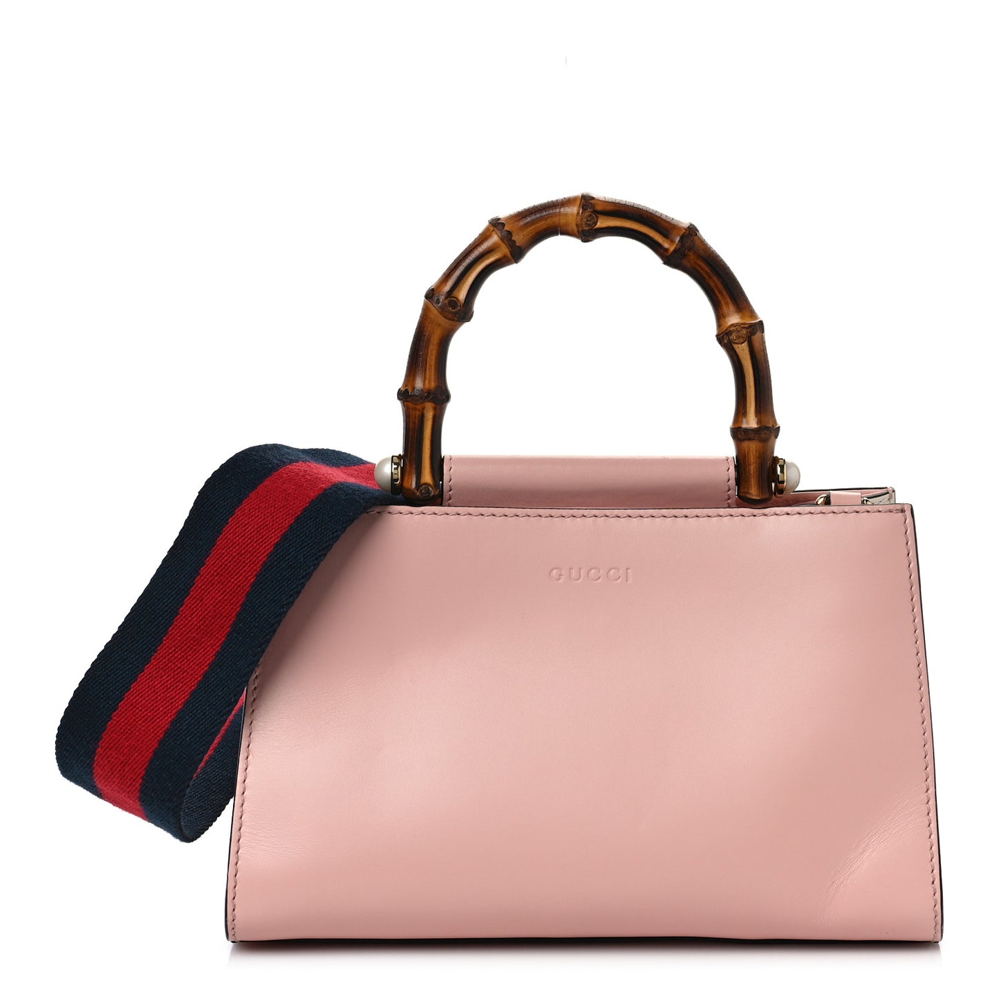 Nappa Bamboo Web Mini Nymphaea Top Handle Bag Perfect Pink Mystic White