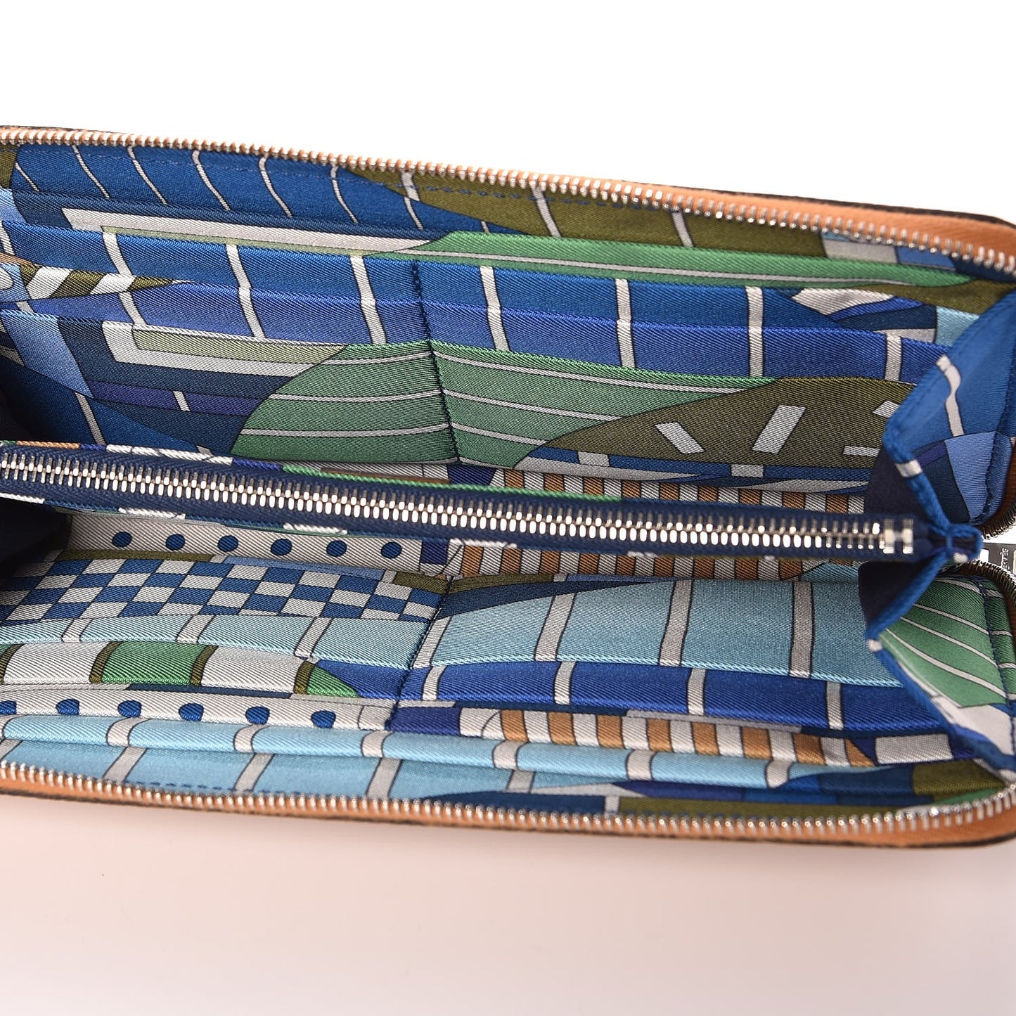 Epsom Silk'In Wallet Toffee Mykonos Bleu Ciel
