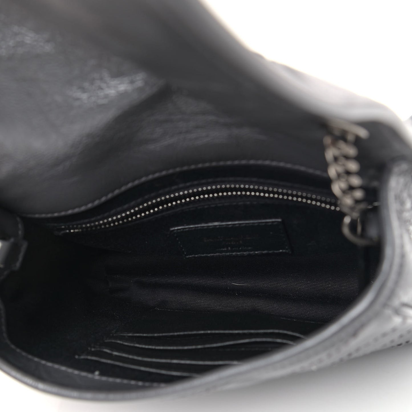 Crinkled Calfskin Matelasse Monogram Niki Chain Wallet Fog