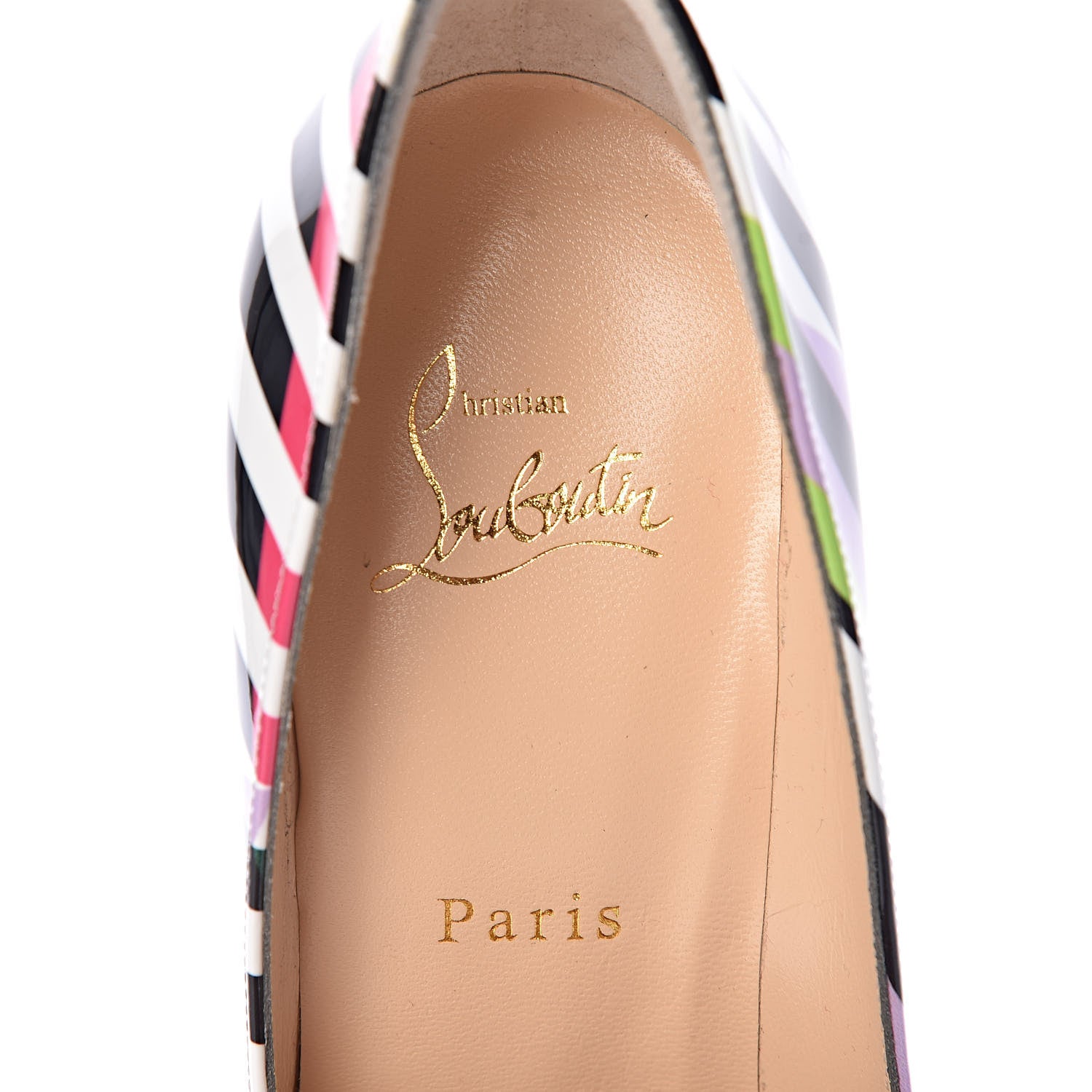 Christian Louboutin Patent Cinestripes Pigalle Follies 100 Pumps 38.5 Multi 7 of 8