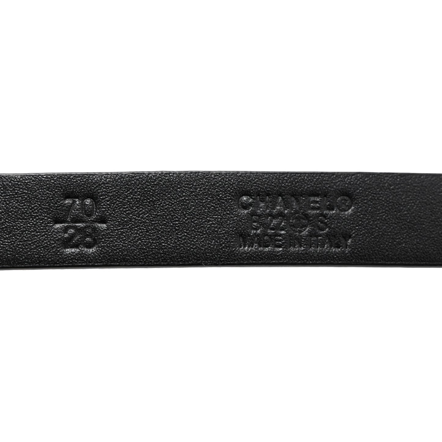 Calfskin Metal CC Chain Belt 70 28 Black White