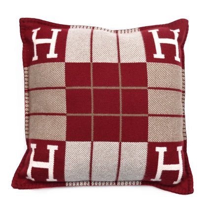 Hermes Wool Cashmere Avalon III Pillow Ecru Rouge 1 of 3