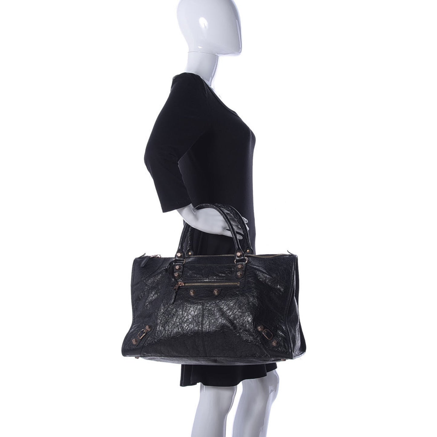 Agneau Giant 12 Rose Gold Hardware Weekender Black