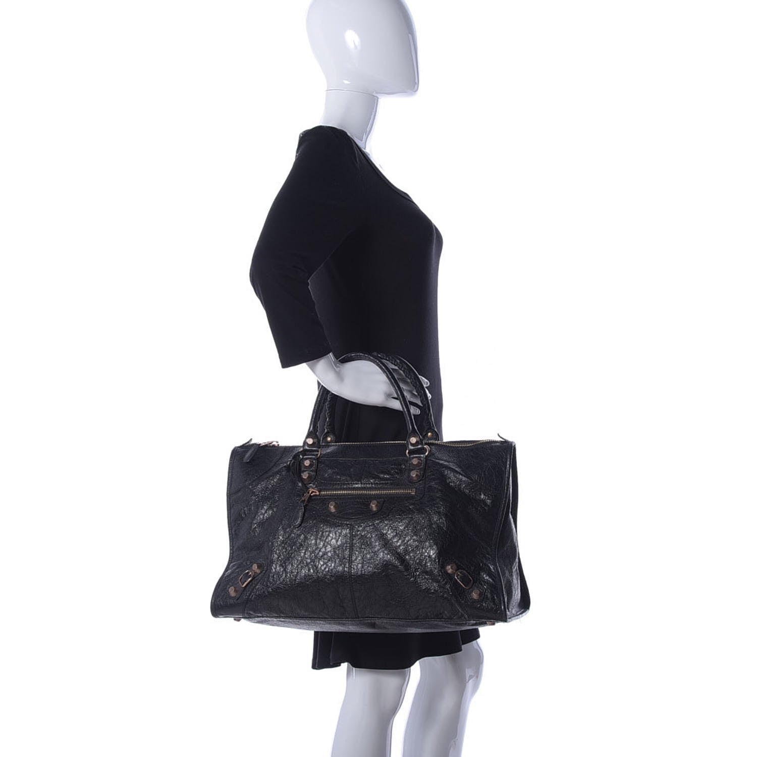 Balenciaga Agneau Giant 12 Rose Gold Hardware Weekender Black 2 of 14