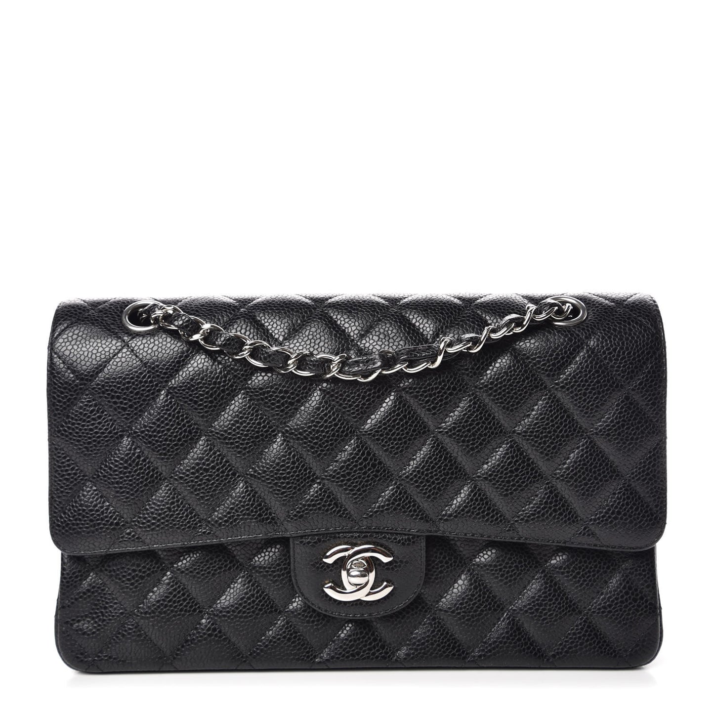 Caviar Quilted Medium Double Flap Black