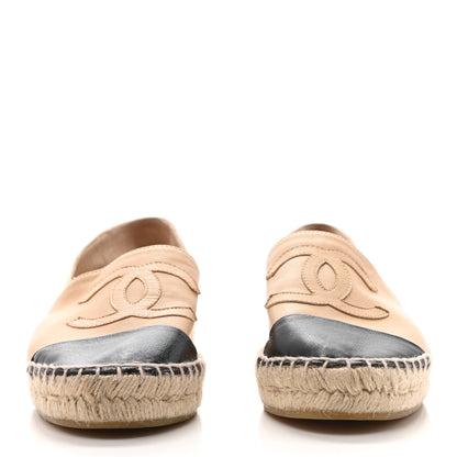 Chanel Lambskin CC Espadrilles 38 Beige Black 2 of 9