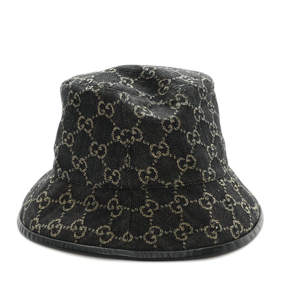 Gucci Jacquard Denim GG Monogram Oscar Bucket Hat M Black Ivory 5 of 10