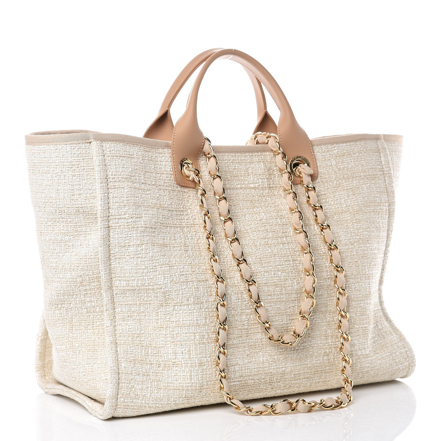 Chanel Canvas Large Deauville Tote Light Beige 4 of 9