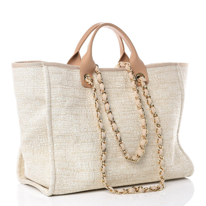 Chanel Canvas Large Deauville Tote Light Beige 4 of 9