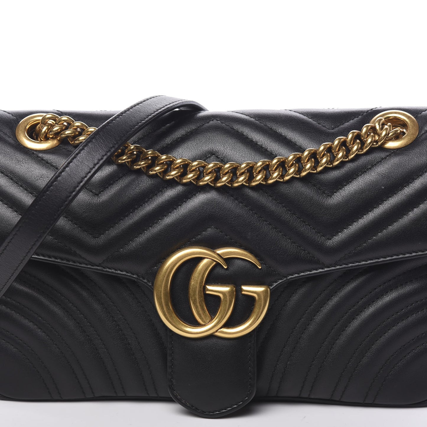 Calfskin Matelasse Small GG Marmont Shoulder Bag Black