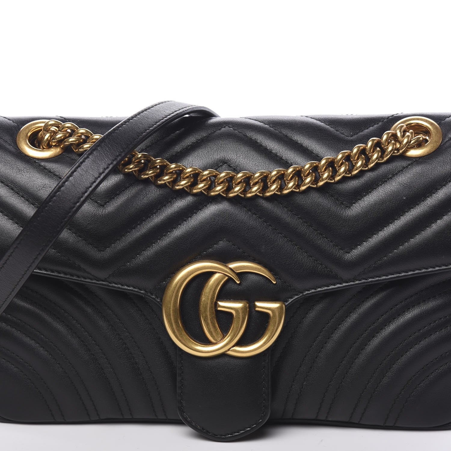 Gucci Calfskin Matelasse Small GG Marmont Shoulder Bag Black 9 of 11