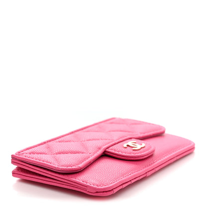 Chanel Caviar Quilted Flap Zip Card Holder Dark Pink 4 of 7