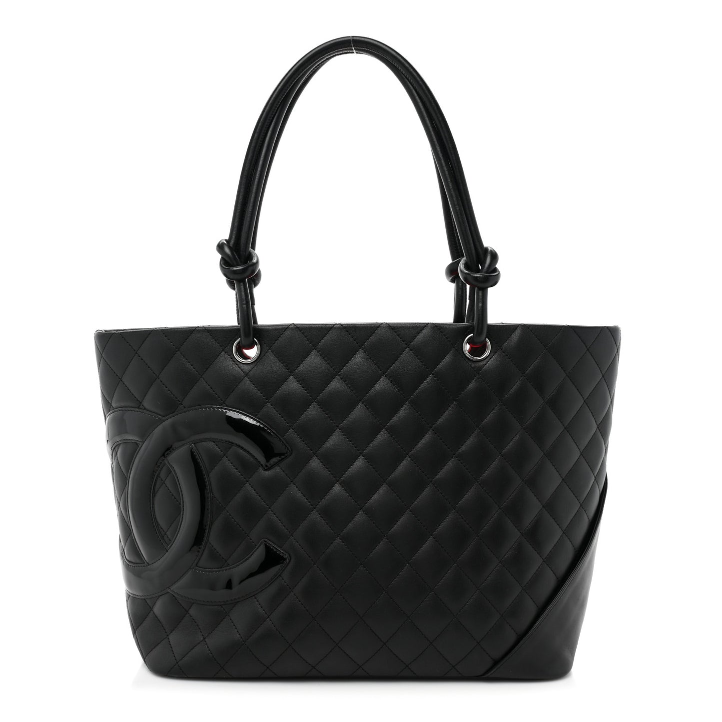 Calfskin Quilted Large Cambon Tote Black