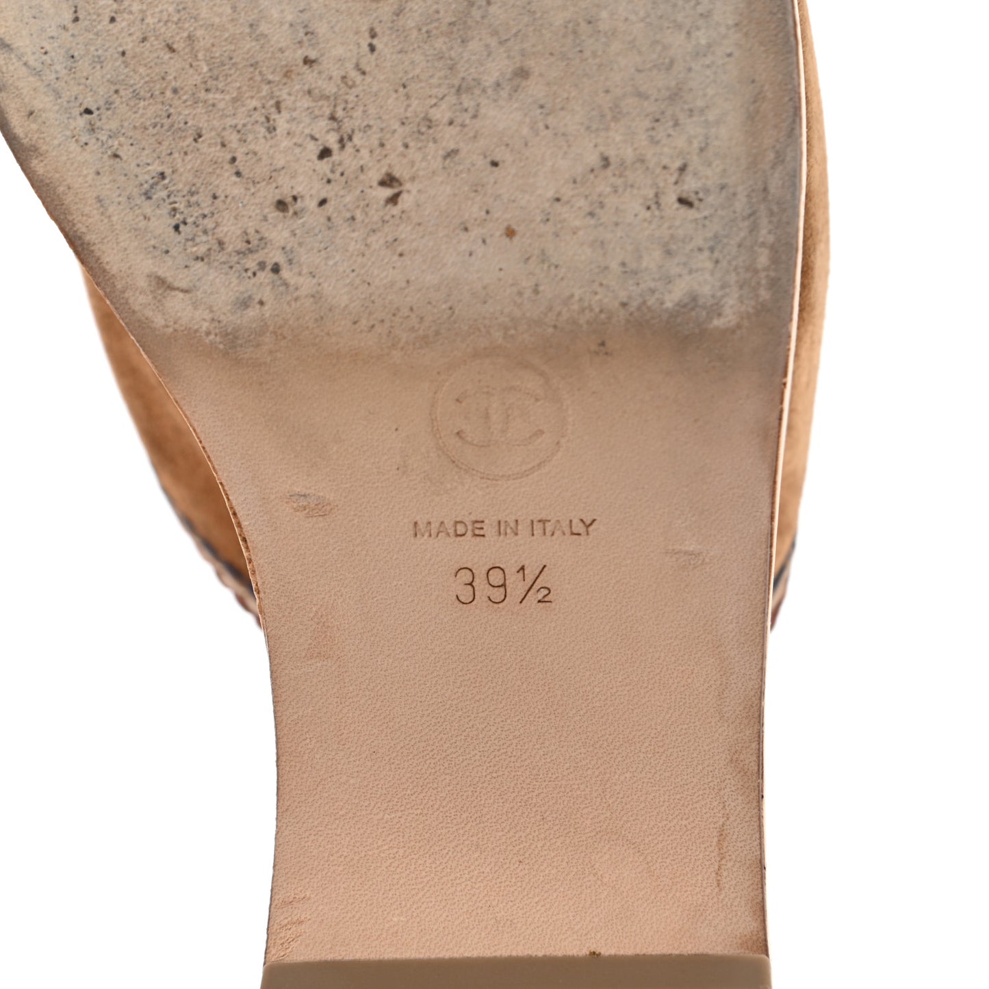 Suede Calfskin Cork CC Wedge Sandal 39.5 Brown
