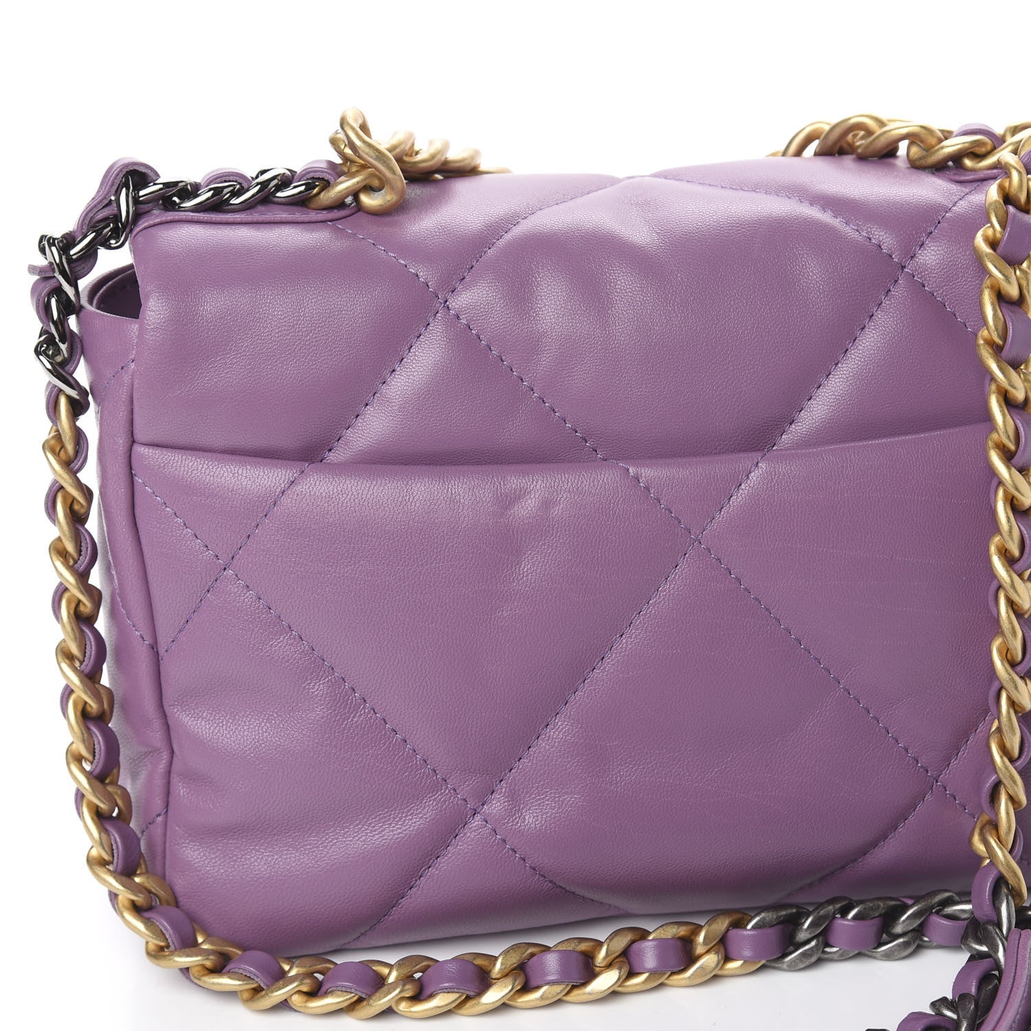 Chanel Goatskin Quilted Medium 19 Flap Violet Purple 11 of 12