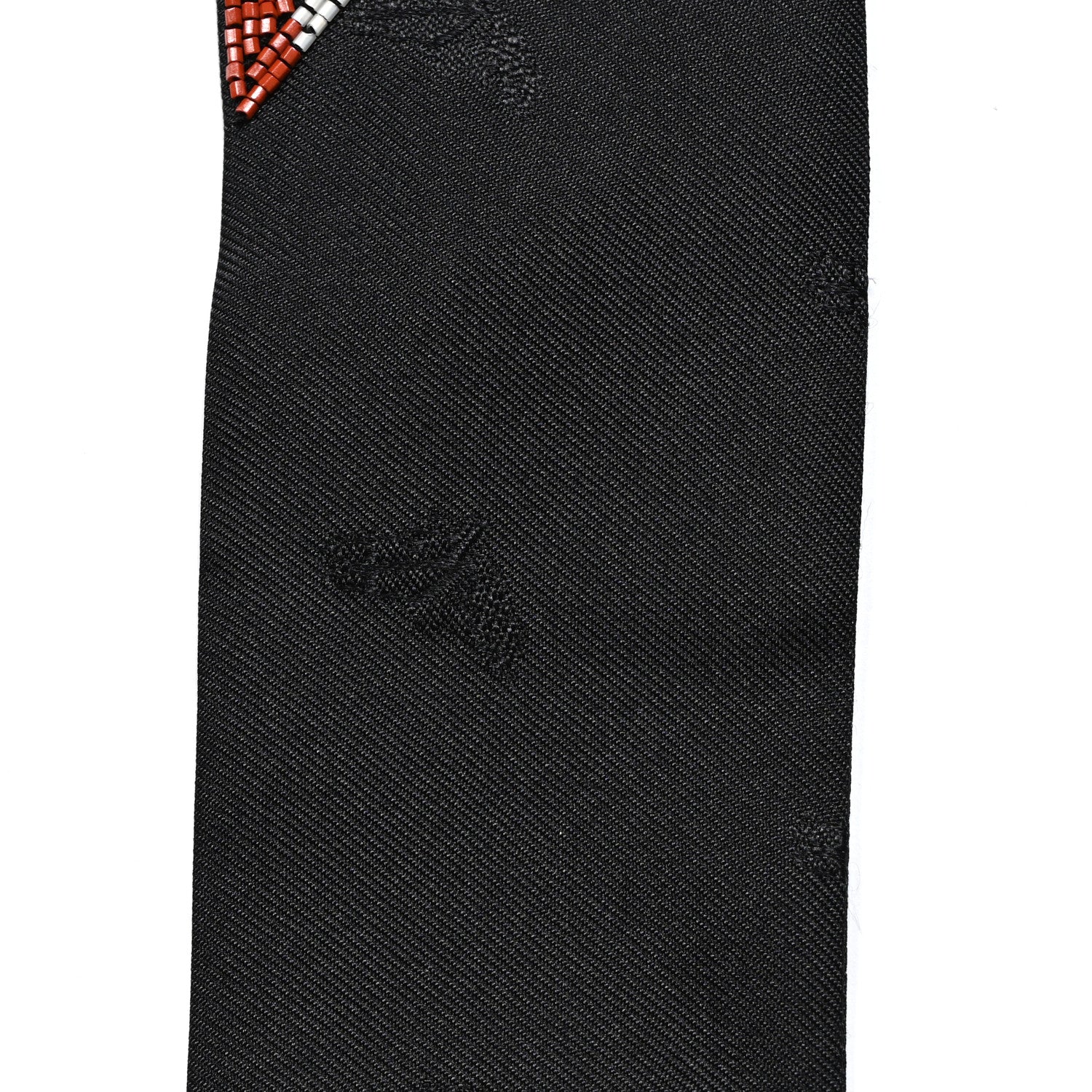 Hermes Silk Embroidered Beaded Tresses H Twilly Black Rouge H Argent 4 of 4