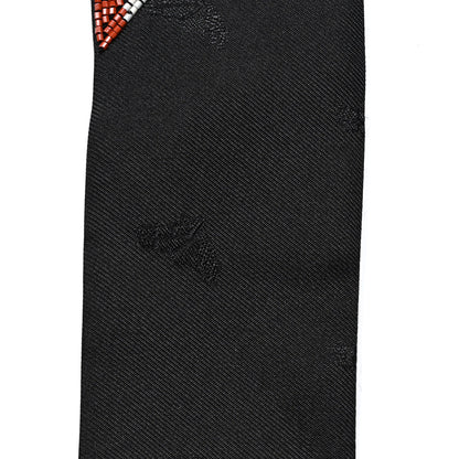Hermes Silk Embroidered Beaded Tresses H Twilly Black Rouge H Argent 4 of 4