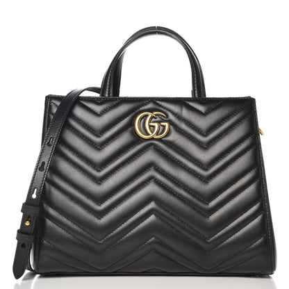 Gucci Calfskin Matelasse Small GG Marmont Tote Black 1 of 7