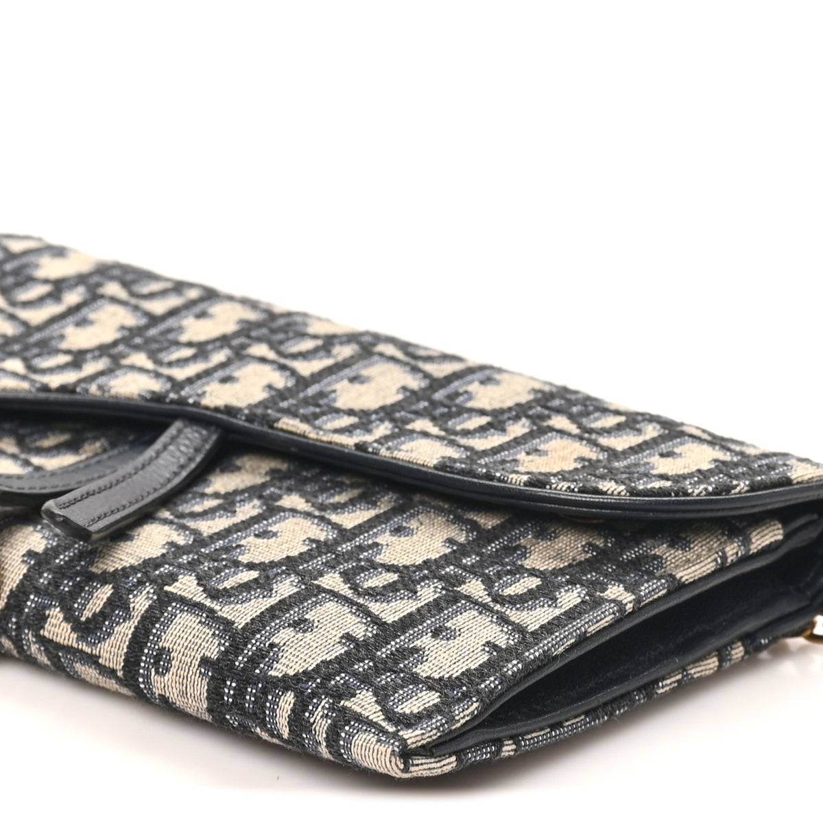 Christian Dior Oblique Saddle Chain Long Wallet Blue 9 of 10