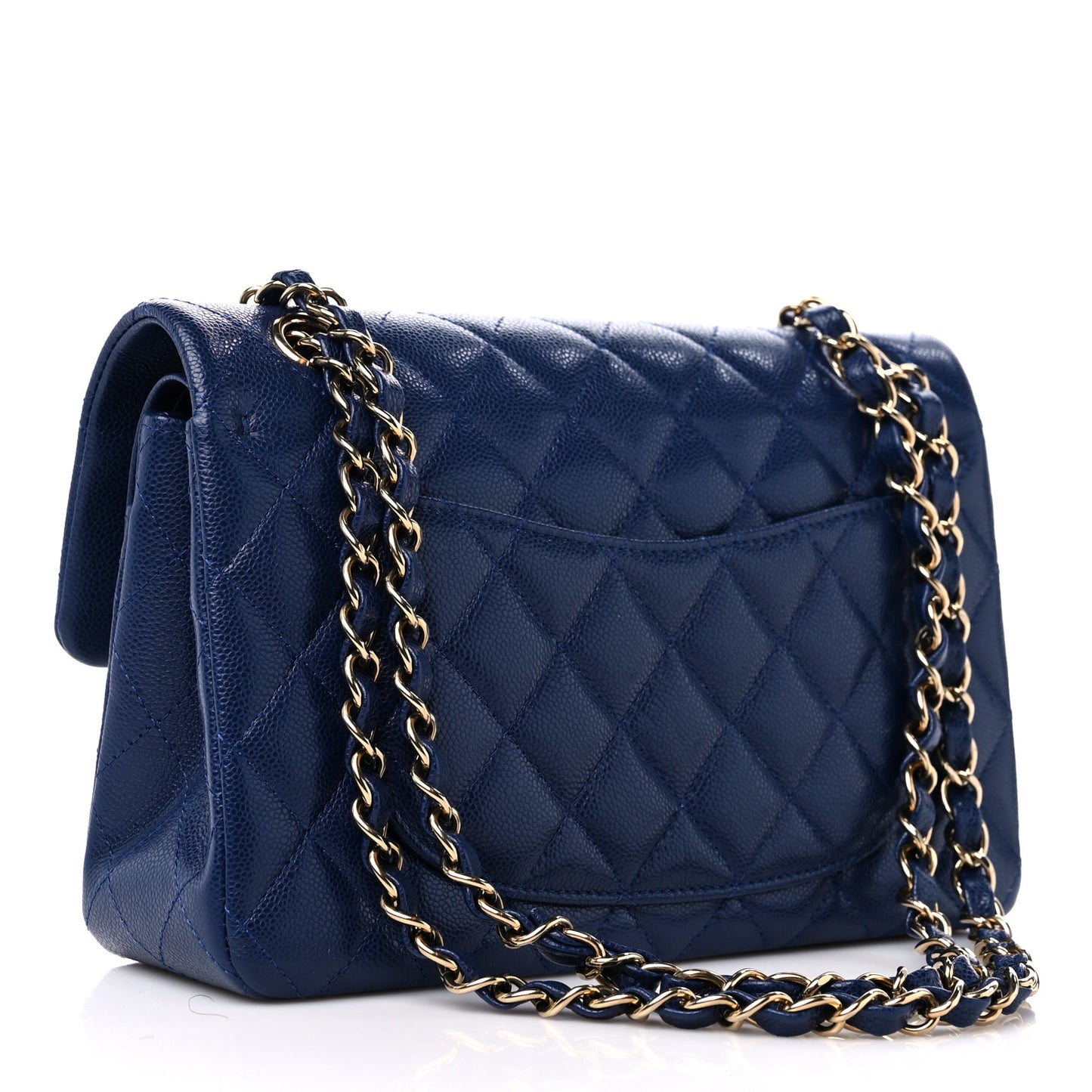 Caviar Quilted Small Double Flap Navy