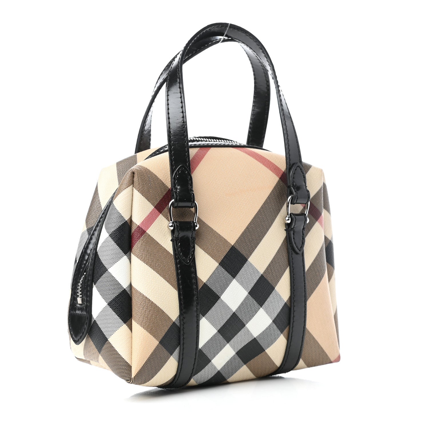Burberry Patent Trim Nova Check Tote Black 3 of 11