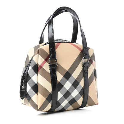 Burberry Patent Trim Nova Check Tote Black 3 of 11