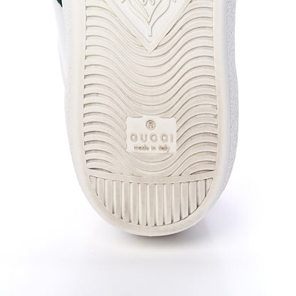 Gucci Miro Soft Calfskin Laminated Ayers Web Bee Embroidered Mens Ace Sneakers 8 White Red Flame Green 6 of 14