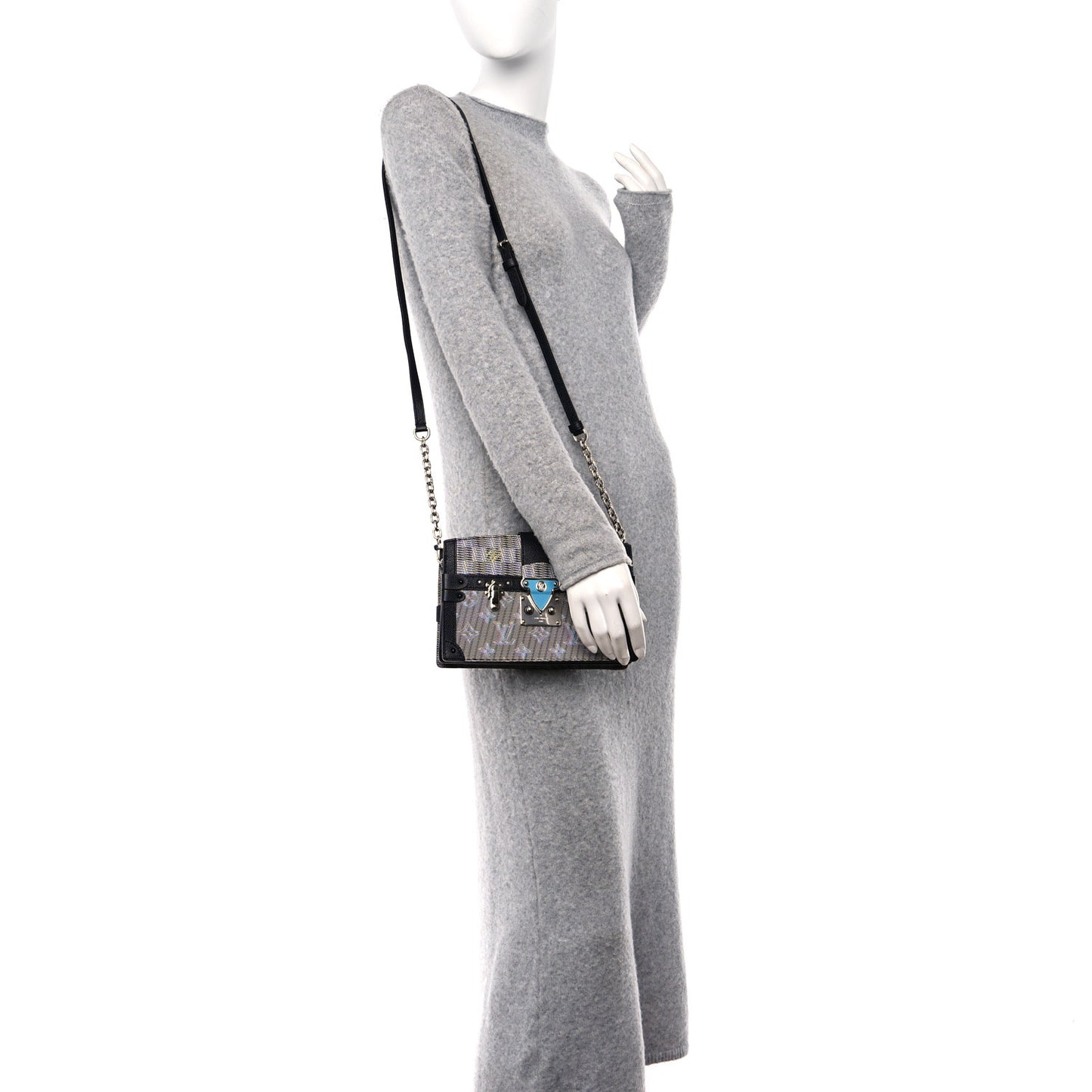 Calfskin Monogram LV Pop Trunk Clutch Blue