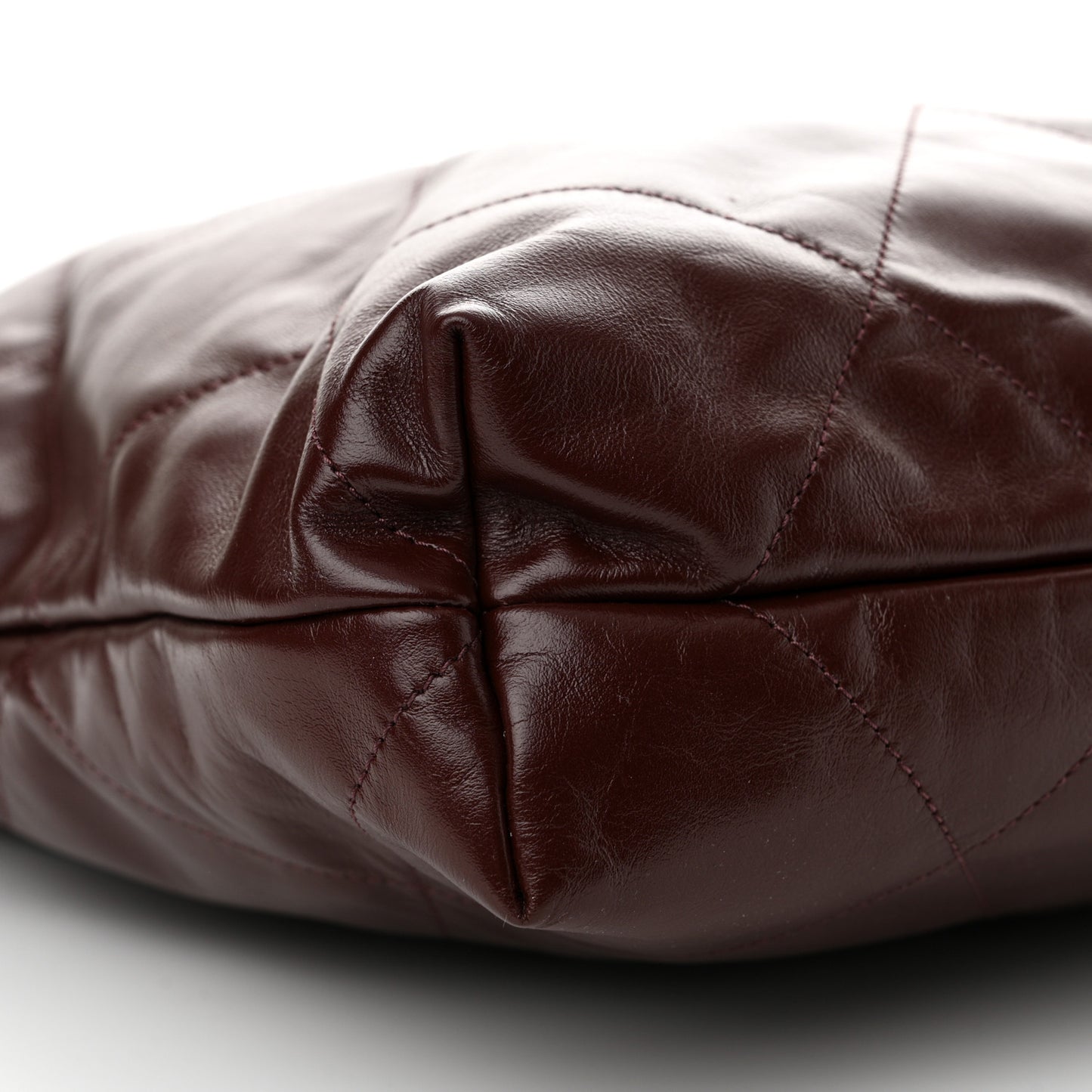 Shiny Calfskin Quilted Chanel 22 Burgundy