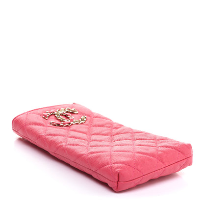 Chanel Caviar Quilted French New Wave Phone Holder With Chain Pink 4 of 10